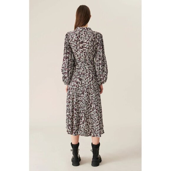NWT Ganni phantom floral printed midi wrap dress - Picture 4 of 10